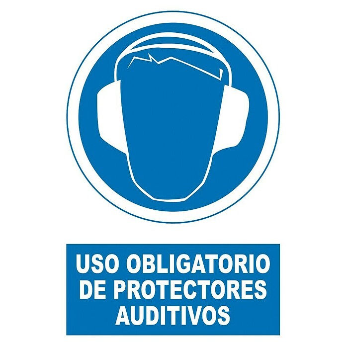 Cartel (Azul / Blanco, Uso obligatorio de protección auditiva)