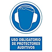 Cartel (Azul / Blanco, Uso obligatorio de protección auditiva)
