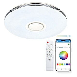 Ksix Plafón LED redondo inteligente Aura (66,4 W, Ø x Al: 49 x 7,5 cm, Plata)