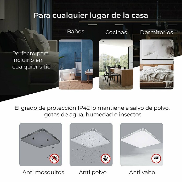 Ksix Plafón LED Smart Twilight (72 W, L x An x Al: 47,5 x 47,5 x 6,2 cm, Plata, Multicolor) | BAUHAUS