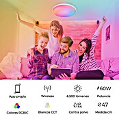 Ksix Plafón LED redondo inteligente Halo (60,9 W, Ø x Al: 47 x 6 cm, Blanco, RGB) | BAUHAUS