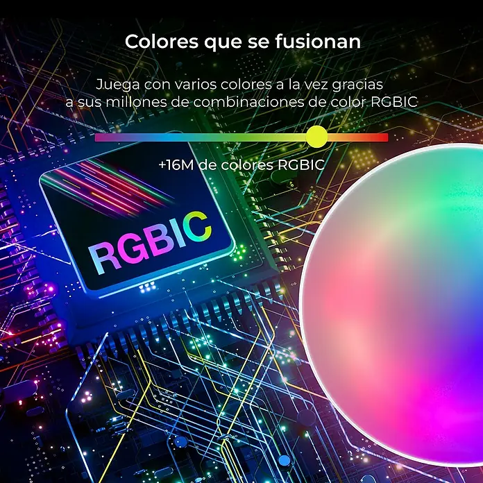 Ksix Plafón LED redondo inteligente Halo - 60,9 W, Ø x Al: 47 x 6 cm, Blanco, RGB - Colores que se fusionan: juega con millones de combinaciones de colores gracias a RGBIC, que ofrece más de 16 millones de colores.