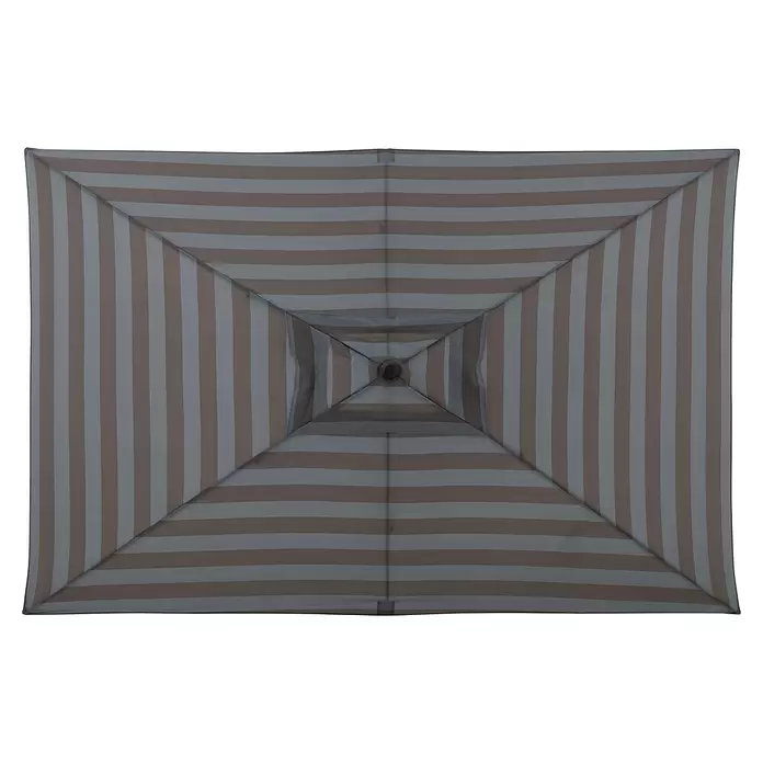 Doppler Marktschirm myZone Auto Tilt - Blockstreifen Anthrazit, Bespannungsmaß (L x B): 200 x 300 cm - Quadratisches Terrassenschirmdach mit abwechselnd grauen und braunen Streifen.