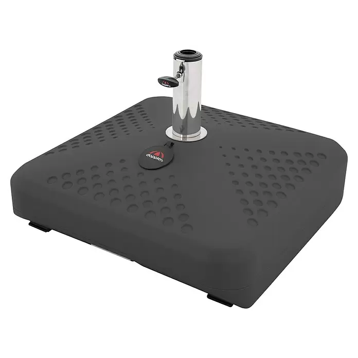 Doppler Active Schirmständer Fill-it - 60 x 60 cm, Passend für: Sonnenschirme bis zu 350 cm, Anthrazit - Dunkelgrauer quadratischer Sonnenschirmständer mit Edelstahlrohr und strukturierter Oberfläche.