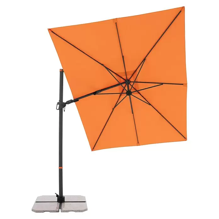 Doppler Ampelschirm myZone AX - Orange, Bespannungsmaß (L x B): 320 x 240 cm - Oranger Ampelschirm mit quadratischem Dach und stabilem Standfuß.