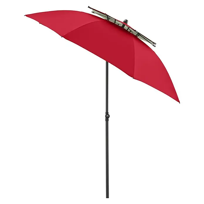 Doppler Strandschirm Windprofi Neo - Rot, Durchmesser Bespannung: 200 cm - Roter Gartenschirm mit robustem Ständer, ideal für sonnige Tage im Freien. Genießen Sie Schatten und Stil mit diesem eleganten Sonnenschutz.