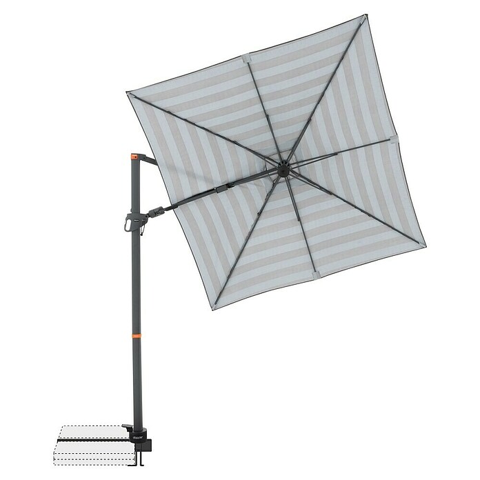 Doppler Ampelschirm myZone AX (Blockstreifen Anthrazit, Bespannungsmaß (L x B): 210 x 210 cm) | BAUHAUS