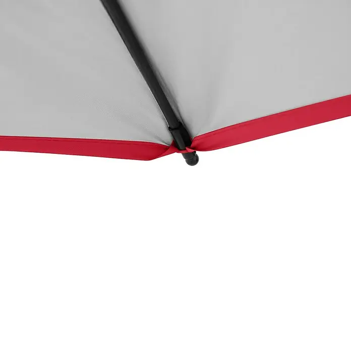 Doppler Strandschirm Windprofi Neo - Rot, Durchmesser Bespannung: 200 cm - Detailaufnahme eines Regenschirms mit rotem Rand und schwarzem Griff. Ideal für Regentage.