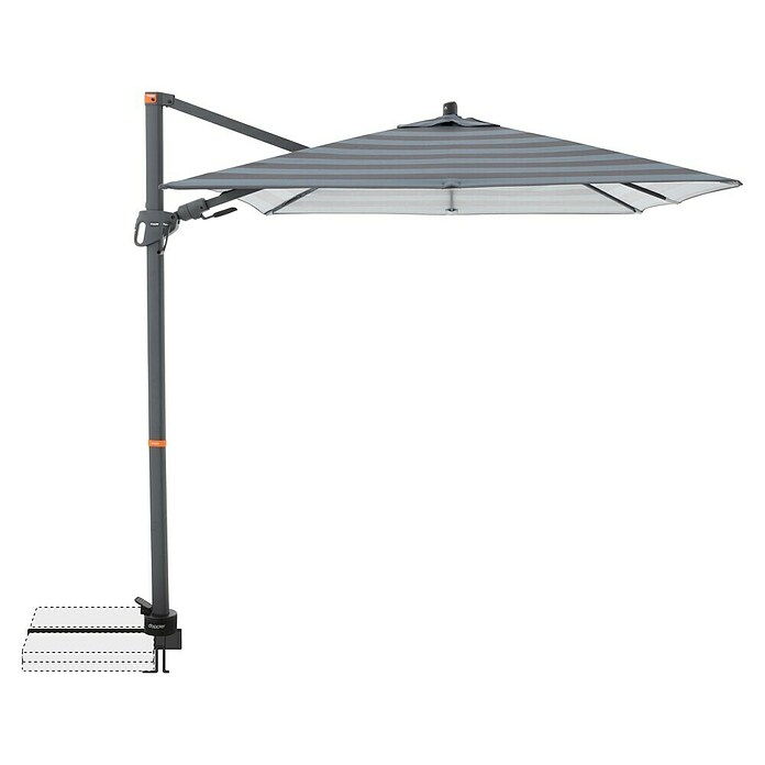 Doppler Ampelschirm myZone AX (Blockstreifen Anthrazit, Bespannungsmaß (L x B): 210 x 210 cm) | BAUHAUS