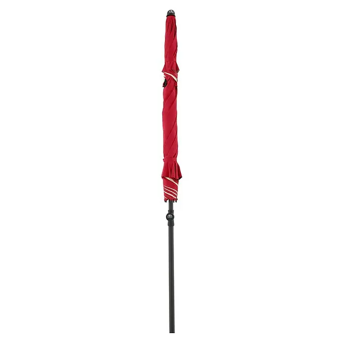 Doppler Strandschirm Windprofi Neo - Rot, Durchmesser Bespannung: 200 cm - Geschlossener roter Regenschirm mit silbernen Akzenten und einem schwarzen Griff. Ein stilvolles Accessoire für Regentage.
