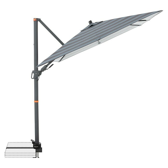 Doppler Ampelschirm myZone AX (Blockstreifen Anthrazit, Bespannungsmaß (L x B): 210 x 210 cm) | BAUHAUS