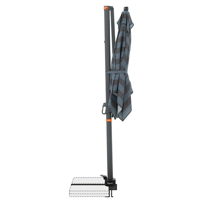 Doppler Ampelschirm myZone AX (Blockstreifen Anthrazit, Bespannungsmaß (L x B): 210 x 210 cm) | BAUHAUS