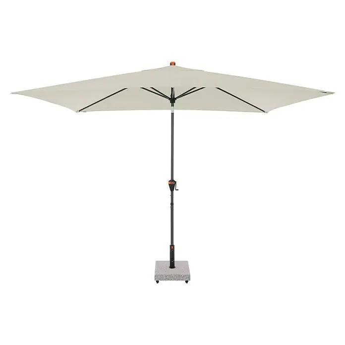 Doppler Marktschirm myZone - Natur, Bespannungsmaß (L x B): 200 x 300 cm - Ein freistehender, quadratischer Gartenschirm mit einem robusten, grauen Ständer, ideal für sonnige Tage im Freien.