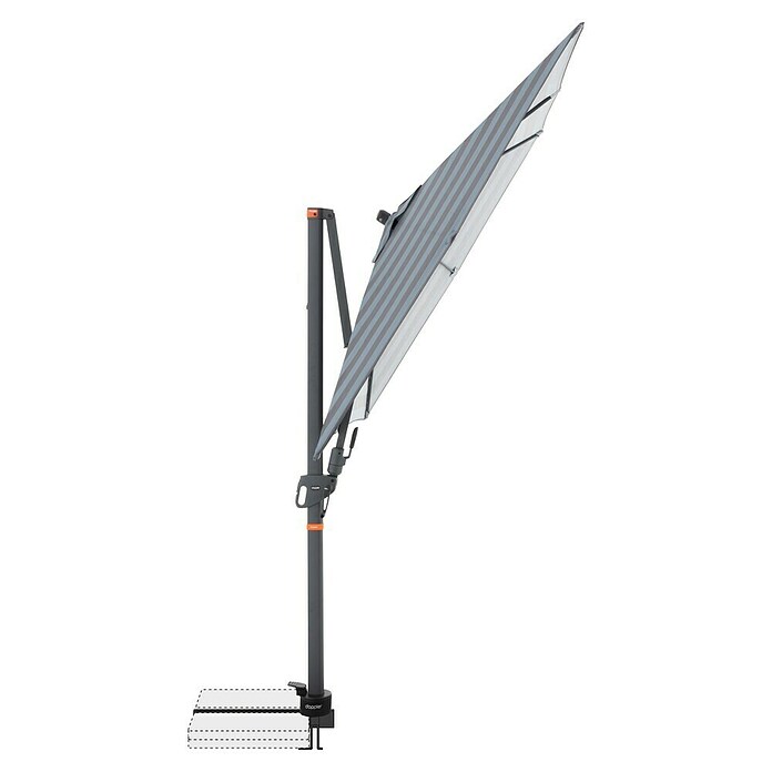 Doppler Ampelschirm myZone AX (Blockstreifen Anthrazit, Bespannungsmaß (L x B): 210 x 210 cm) | BAUHAUS