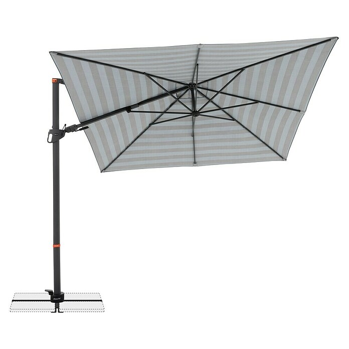 Doppler Ampelschirm myZone AX (Blockstreifen Anthrazit, Bespannungsmaß (L x B): 320 x 240 cm) | BAUHAUS