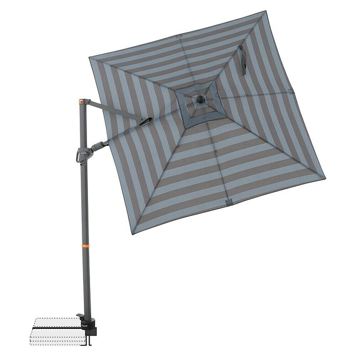 Doppler Ampelschirm myZone AX (Blockstreifen Anthrazit, Bespannungsmaß (L x B): 210 x 210 cm) | BAUHAUS