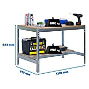 Simonrack Simonwork Werkbank BT0 1200 (L x B: 61 x 121 cm, Arbeitshöhe: 84,2 cm, Belastbarkeit: 850 kg, Silber) | BAUHAUS