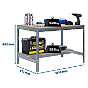 Simonrack Simonwork Werkbank BT0 1500 (L x B: 61 x 151 cm, Arbeitshöhe: 84,2 cm, Belastbarkeit: 850 kg, Silber) | BAUHAUS