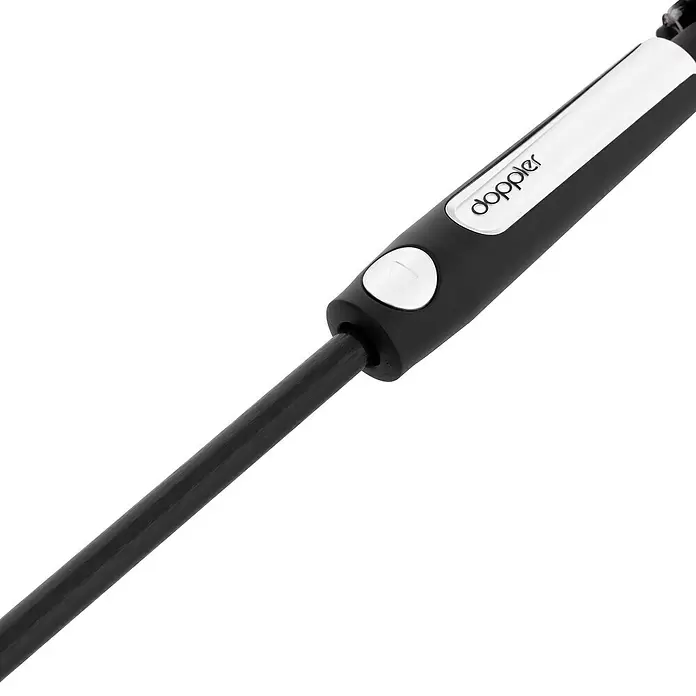 Doppler Expert Strandschirm Manual Muli - Anthrazit, Durchmesser Bespannung: 160 cm - Schwarz-weißer Doppler-Regenschirmgriff mit Dreieckstaste und schwarzem Stock.