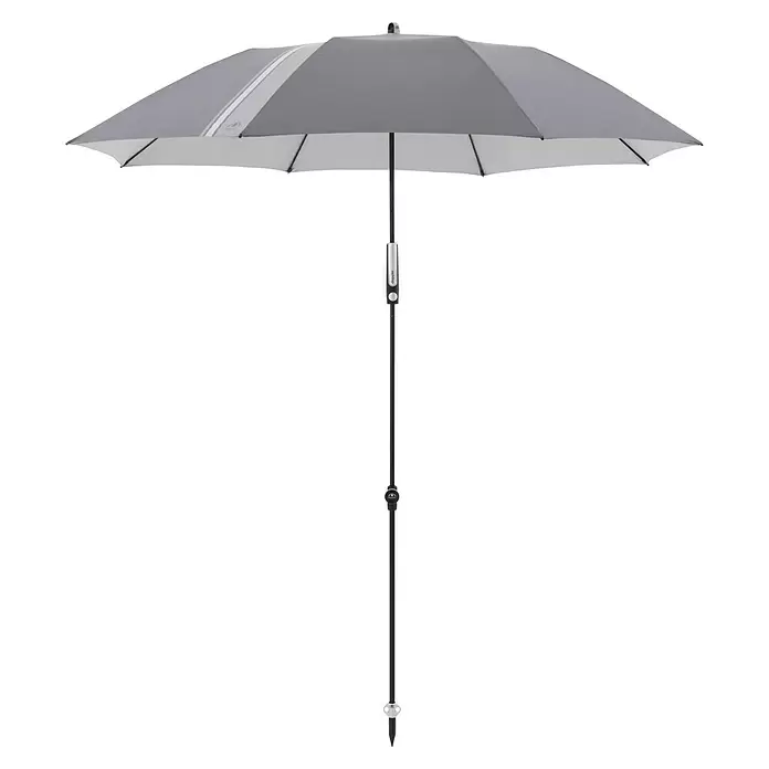 Doppler Expert Strandschirm Manual Muli - Anthrazit, Durchmesser Bespannung: 160 cm - Grau-weißes Strandschirm mit schwarzem, verstellbarem Stock.