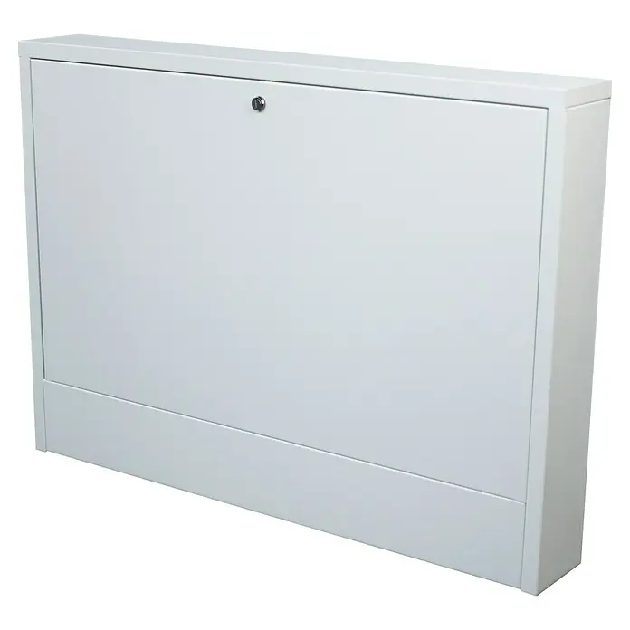 Solarfloor Schrank Aufputz - B x H: 830 x 600 mm, Weiß - Ein weißer, abschließbarer Wandschrank mit einem schlichten Design, ideal zur Aufbewahrung von wichtigen Gegenständen im Büro oder zu Hause.