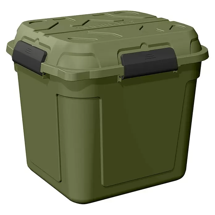 Sunware Aufbewahrungsbox Q-Line wasserdicht - L x B x H: 60,1 x 53,1 x 54,5 cm, Kunststoff, Grün - Dunkelgrüne, robuste Kunststoff-Aufbewahrungsbox mit schwarzen Verschlüssen.