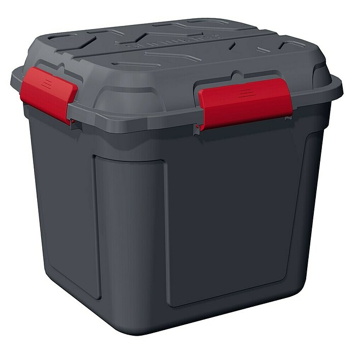 Sunware Caja de almacenaje Q-Line (L x An x Al: 60,1 x 53,1 x 54,5 cm, Plástico, Atracita/Rojo) | BAUHAUS