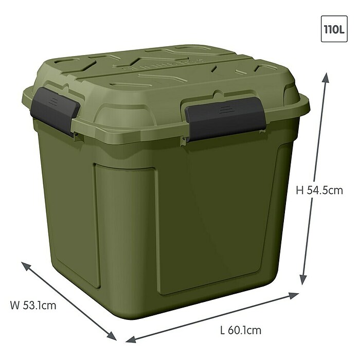 Sunware Caja de almacenaje Q-Line (L x An x Al: 60,1 x 53,1 x 54,5 cm, Plástico, Verde/Negro) | BAUHAUS
