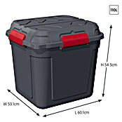 Sunware Caja de almacenaje Q-Line (L x An x Al: 60,1 x 53,1 x 54,5 cm, Plástico, Atracita/Rojo) | BAUHAUS