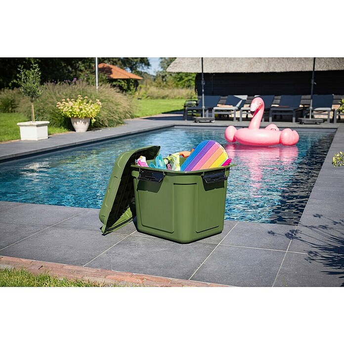 Sunware Caja de almacenaje Q-Line (L x An x Al: 60,1 x 53,1 x 54,5 cm, Plástico, Verde/Negro) | BAUHAUS