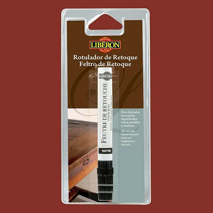 Libéron Rotulador de reparación - Oscuro caoba, 10 ml, Madera - Rotulador de retoque Liberon en envase marrón. Para reparar pequeños arañazos y daños en muebles y otras superficies de madera.