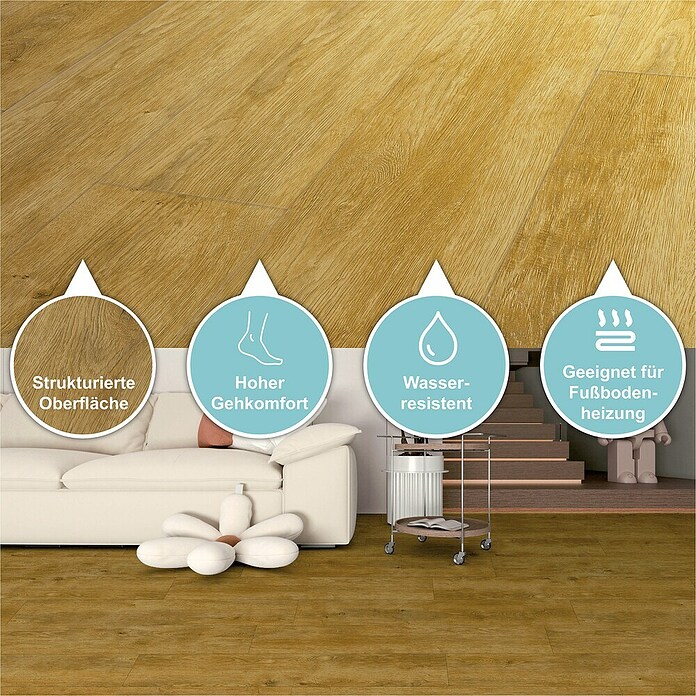 Vinylboden Rigid SPC Yukon (1 220 x 228 x 3,8 mm, Landhausdiele, Braun) | BAUHAUS