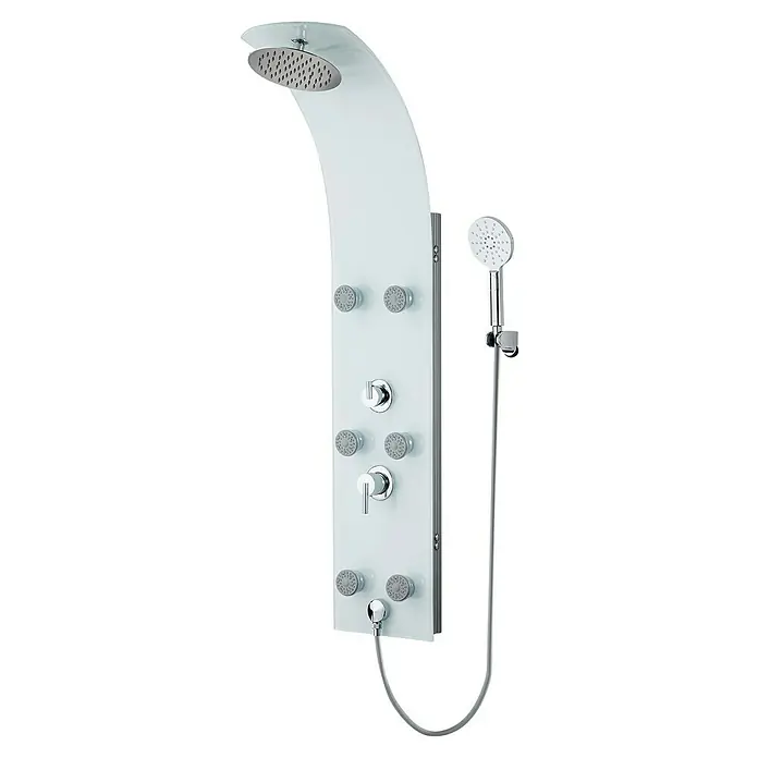 Camargue Duschpaneel Sylt 2.0 - Höhe: 132 cm, Mit Einhebelmischer, Weiß - Elegante Duschpaneel mit verschiedenen Massagedüsen und Handbrause für ein luxuriöses Duscherlebnis.