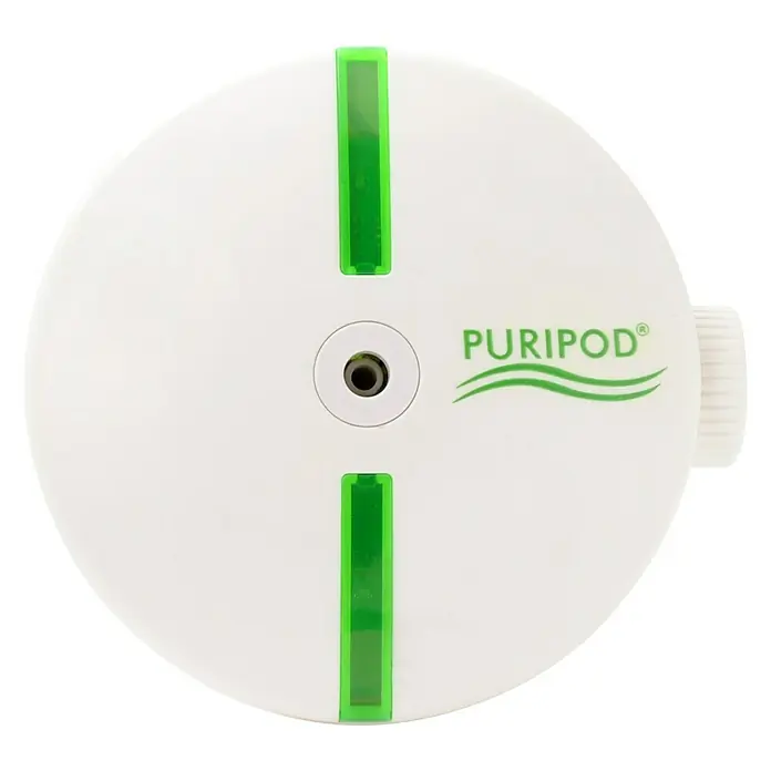 Luftreiniger Puripod - 4,5 W, Weiß, 8,5 x 11,4 x 10,7 cm - Nahaufnahme des Puripod Luftreinigers, der ein sauberes und gesundes Raumklima verspricht. Das Gerät ist kompakt und benutzerfreundlich.