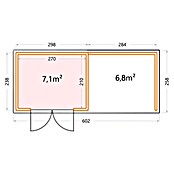 Telluria Caseta metálica Classico 3024 con salón a la derecha (Medidas ext. (An x Pr): 602 x 258 cm, Acero, Blanco/Antracita, Sin set) | BAUHAUS