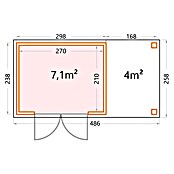 Telluria Metallgerätehaus Classico 3024 mit Open Lounge S rechts (Außenmaß inkl. Dachüberstand (B x T): 486 x 258 cm, Stahl, LichtgrauAnthrazit, Ohne Set) | BAUHAUS