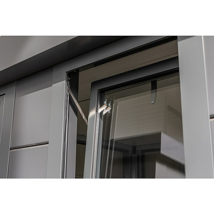 Telluria Gartenhaus Luminato 3930 inkl. Elektro-Set (Außenmaß inkl. Dachüberstand (B x T): 408 x 318 cm, Stahl, Weiß, Inkl. Innenwandverkleidung & Elektro-Set) | BAUHAUS