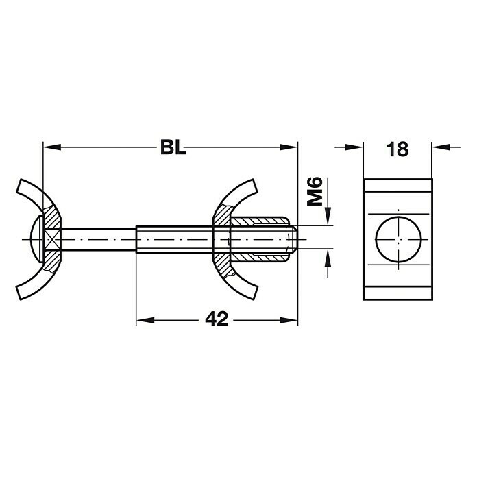 Häfele ArbeitsplattenverbinderLänge: 150 mm Front View