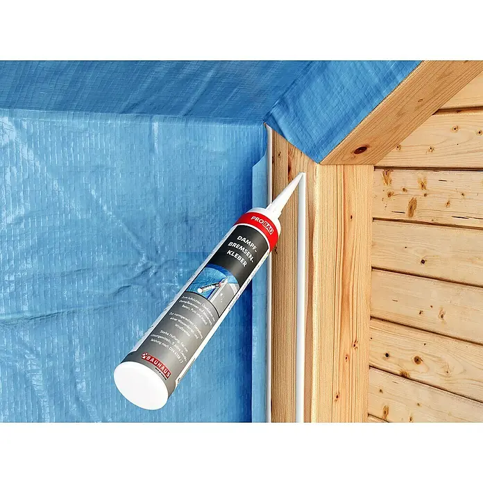 Probau Dampfbremsenkleber - 320 g - Nahaufnahme einer Kartusche ProBau Dampfbremsen-Kleber, ideal zum luftdichten Abdichten von Baufolien und Dampfbremsen im Innenbereich.