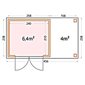 Telluria Metallgerätehaus Classico 2724 mit Open Lounge S rechts inkl. Elektro-Set (Außenmaß inkl. Dachüberstand (B x T): 456 x 258 cm, Stahl, Lichtgrau/Anthrazit, Inkl. Innenwandverkleidung & Elektro-Set) | BAUHAUS