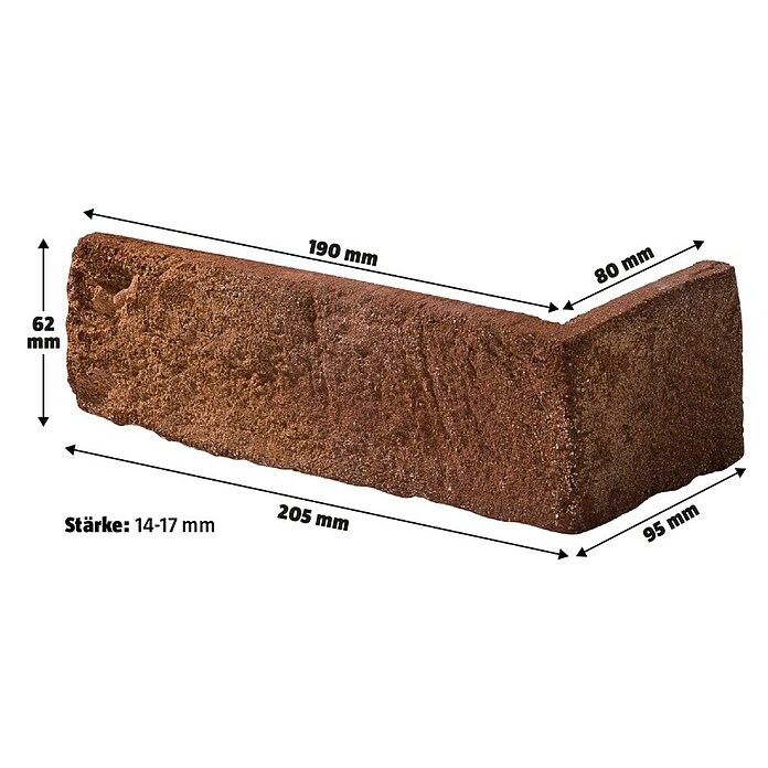 Stegu Kotni del opečnatega zidaka Country 640  (20,5 cm x 9,5 cm x 14 mm, Rjava, Videz kamna) | 4389 - Imitate | EAFL - Wandverkleidungen/Riemchen | EAF - Fliesen | EA - Fliesen | E - Fliesen | BAUHAUS