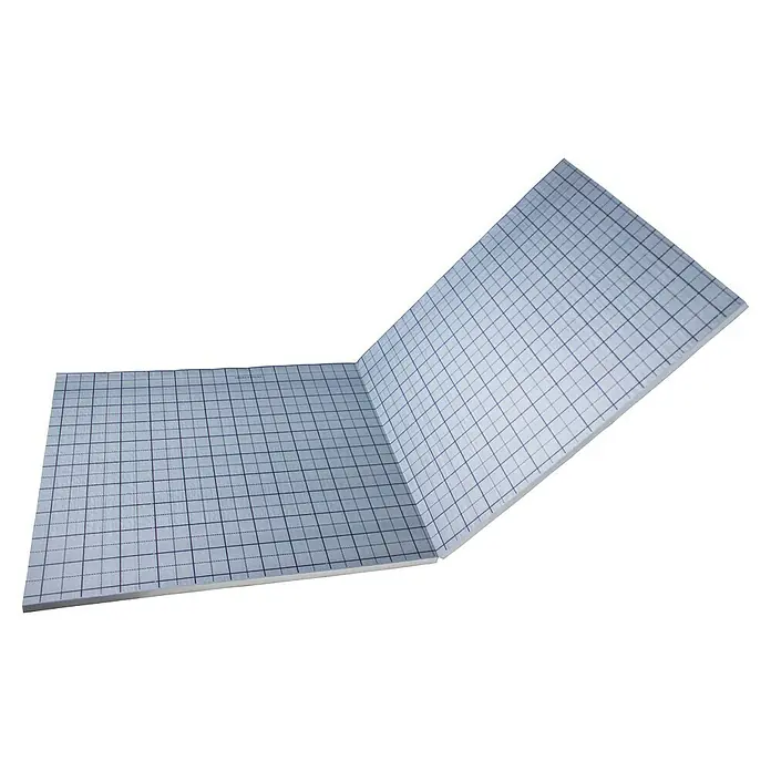 Solarfloor Dämmplatte Tacker 20 - L x B x S: 2.400 x 1.000 x 27 mm, 10 Stk., Beheizbare Fläche: 24 m² - Aufgeschlagenes Notizbuch mit Gitterlinien. Das Notizbuch liegt offen da und zeigt leere Seiten, die zum Schreiben oder Zeichnen einladen.