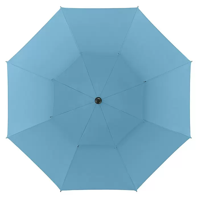 Doppler Strandschirm Windprofi Neo - Hellblau, Durchmesser Bespannung: 200 cm - Geöffneter hellblauer Regenschirm, von oben gesehen.