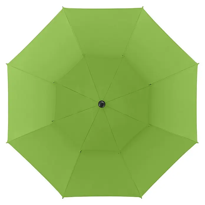 Doppler Strandschirm Windprofi Neo - Apfelgrün, Durchmesser Bespannung: 200 cm - Draufsicht auf einen offenen, leuchtend grünen Sonnenschirm. Ideal für sonnige Tage im Freien.