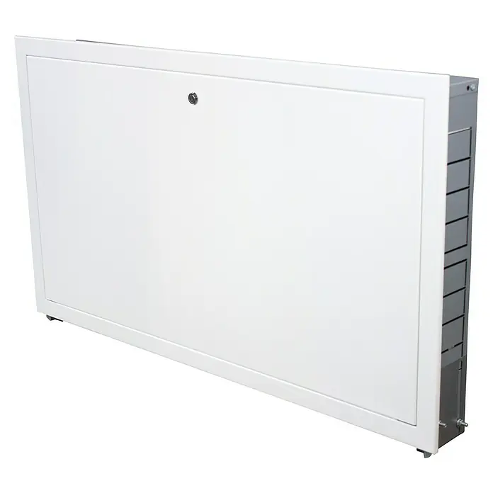 Solarfloor Schrank Unterputz - B x H: 1.130 x 605 mm, Weiß - Weißer, an der Wand montierter Erste-Hilfe-Schrank mit abschließbarer Tür für medizinische Notfälle und Gesundheitsversorgung.