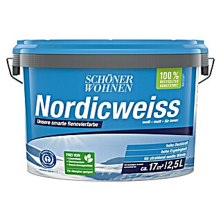 SCHÖNER WOHNEN-Farbe Wandfarbe Nordicweiß (Weiß, Matt, 2,5 l, Konservierungsmittelfrei)