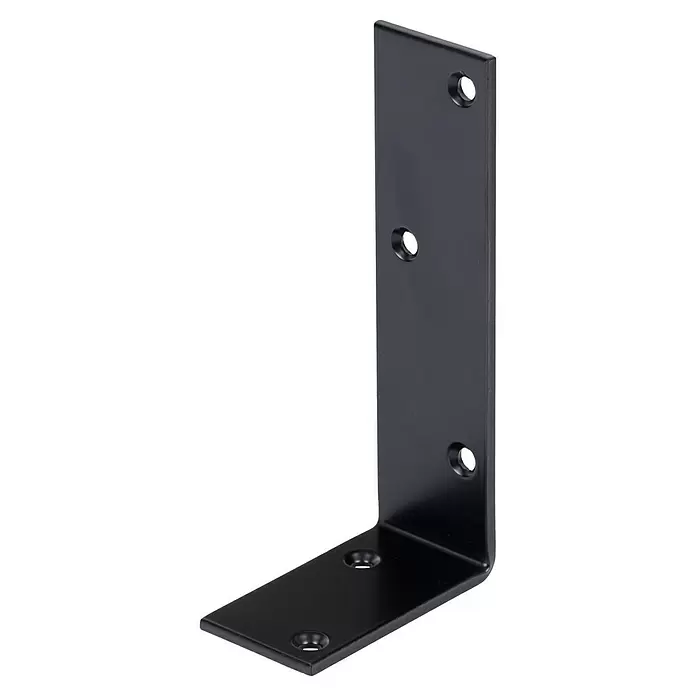 Stabilit Balkenwinkel - L x B x H: 75 x 40 x 150 mm, Stahl, Beschichtet - Schwarzer Metall-Winkelverbinder mit vorgebohrten Löchern zur Montage von Regalen oder Möbeln.