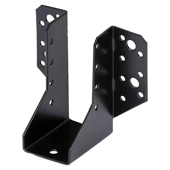 Stabilit Balkenschuh - B x H: 45 x 110 mm, Stahl, Verzinkt - Schwarzer Metallbalkenschuh mit mehreren Befestigungslöchern zur Tragwerksunterstützung.