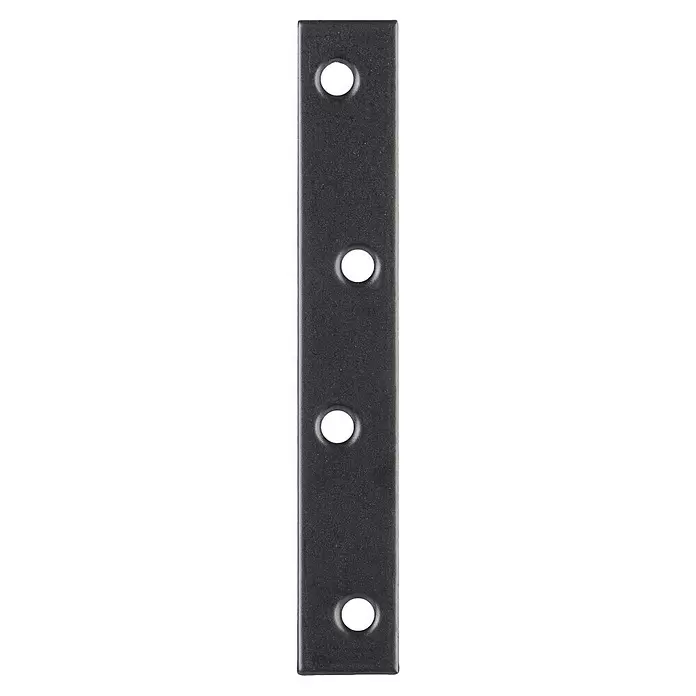 Stabilit Flachverbinder - L x B: 100 x 15 mm, Verzinkt, 1 Stk. - Dunkelgraue rechteckige Metallhalterung mit vier ovalen Befestigungslöchern.