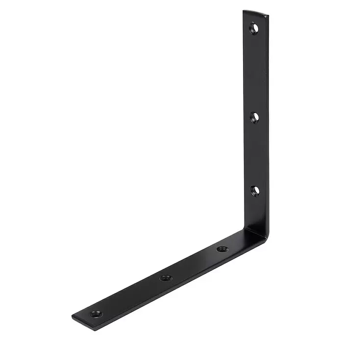 Stabilit Balkenwinkel - L x B x H: 200 x 26 x 200 mm, Stahl, Beschichtet - Schwarz lackierte L-förmige Metallhalterung mit mehreren Schraublöchern zur Montage.